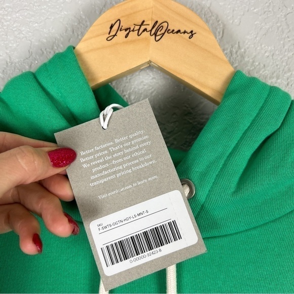 Everlane NWT The Track Organic Cotton Popover Sweatshirt, Bright Jade S - Casual - Picture 4 of 12